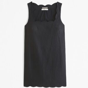 Abercrombie & Fitch Black Linen Scalloped Mini Shift Dress